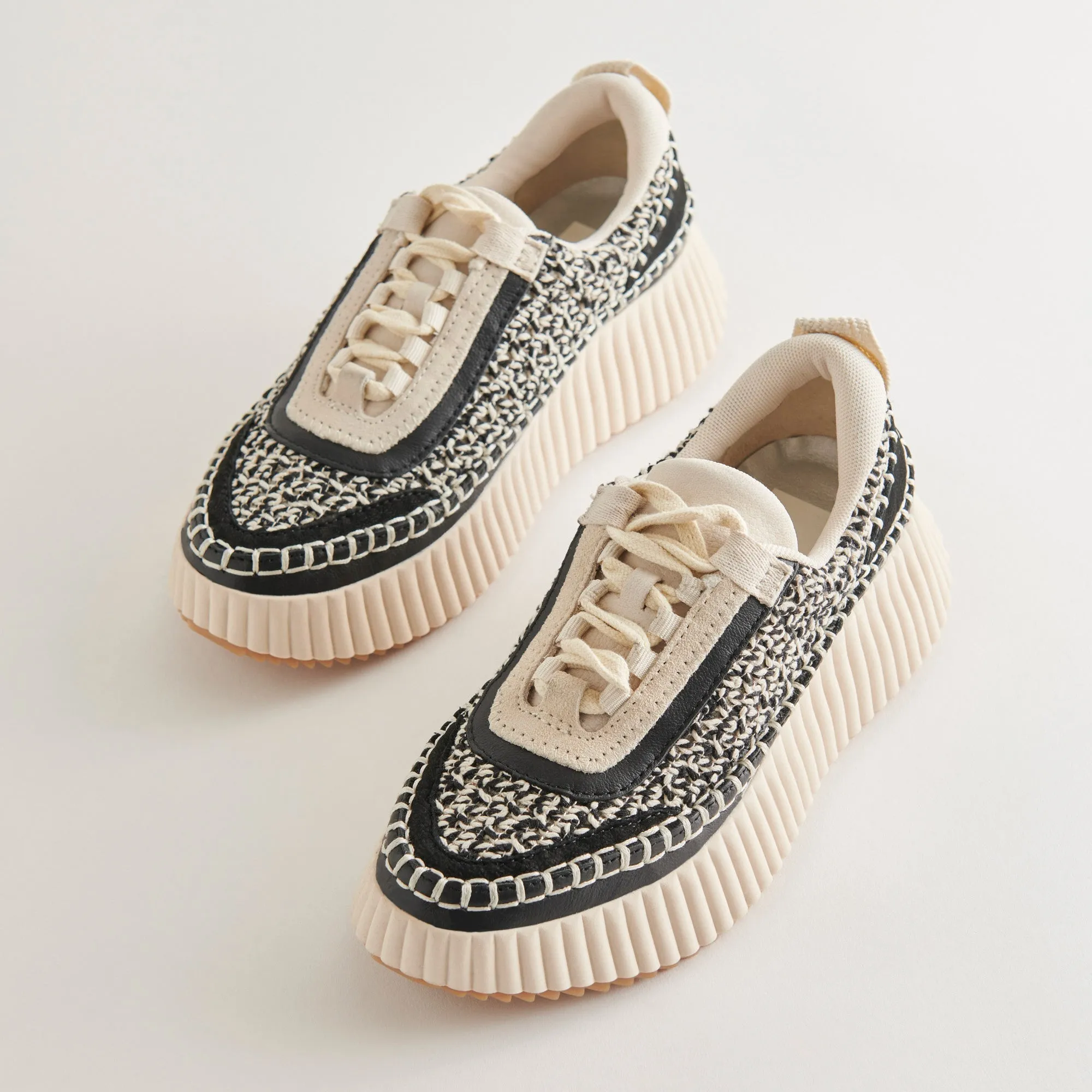 DOLEN SNEAKERS WHITE BLACK WOVEN - re:vita sold by Dolce Vita