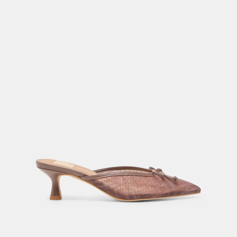 CLEO HEELS COGNAC PLAID MESH sold by Dolce Vita
