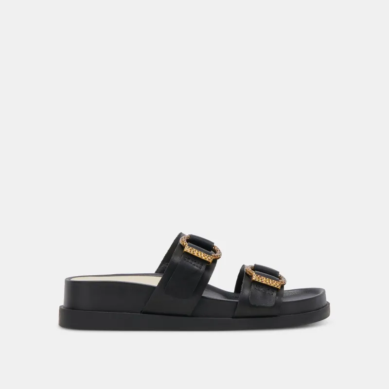 SOYA SANDALS ONYX LEATHER - re:vita sold by Dolce Vita