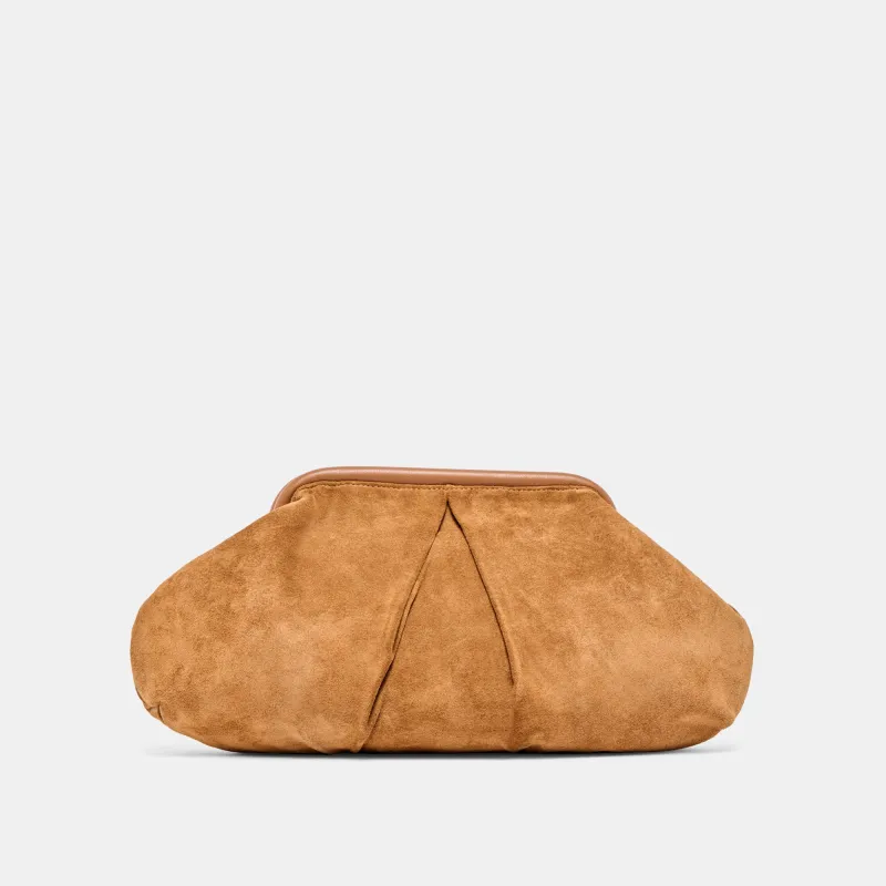 SAHARA CLUTCH COGNAC SUEDE sold by Dolce Vita