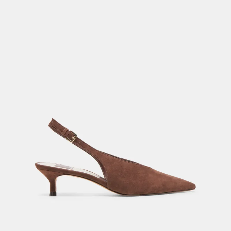 ALENNA HEELS DK BROWN SUEDE sold by Dolce Vita