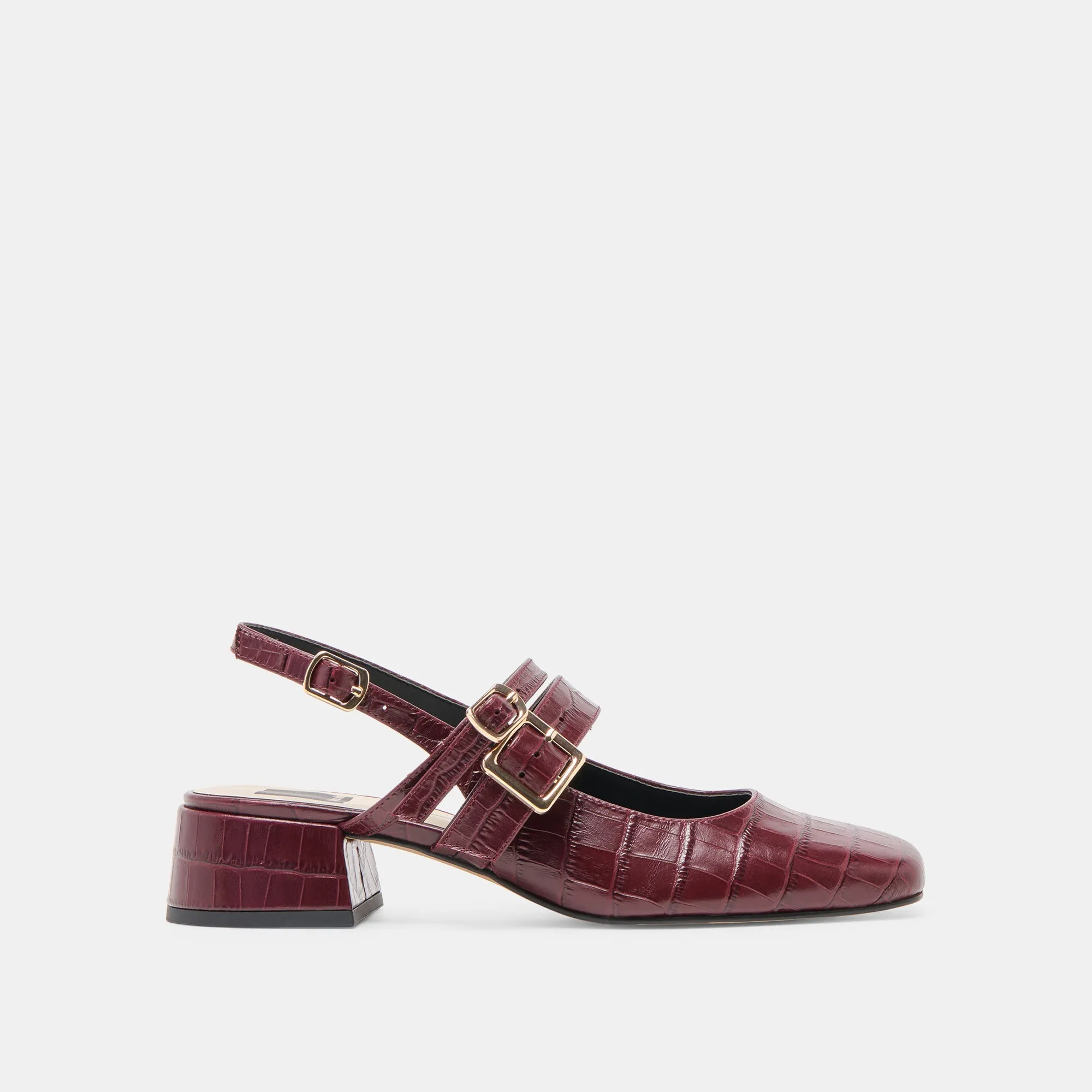 PATZY HEELS OXBLOOD EMBOSSED LEATHER sold by Dolce Vita