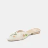ELM FLATS WHITE FLORAL RAFFIA - re:vita sold by Dolce Vita