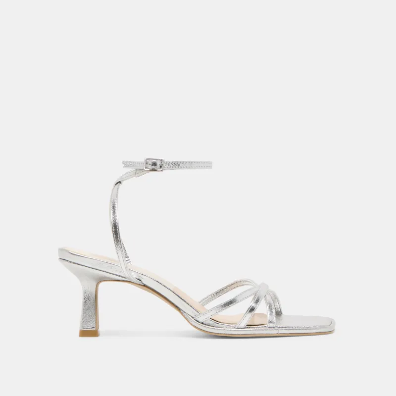 MANJI HEELS SILVER METALLIC LEATHER made by Dolce Vita