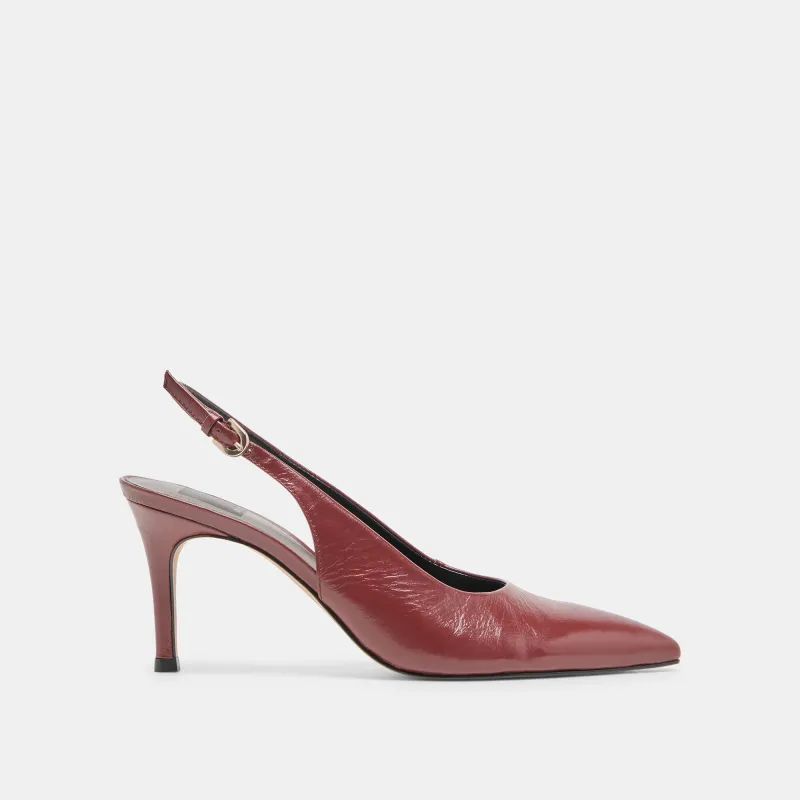 ELASI HEELS OXBLOOD CRINKLE PATENT made by Dolce Vita