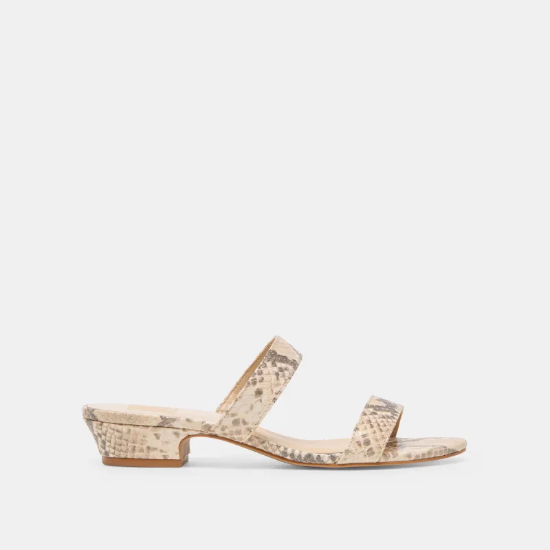 KAMILE SANDALS NATURAL SNAKE EMBOSSED LEATHER sold by Dolce Vita