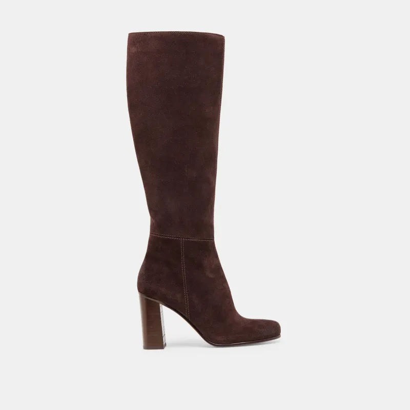 HUDSIN WIDE CALF BOOTS MAHOGANY SUEDE sold by Dolce Vita