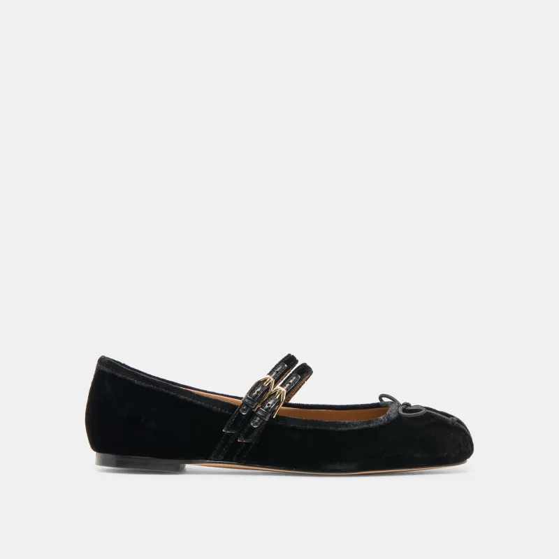 GIBSEN BALLET FLATS NERO VELVET sold by Dolce Vita