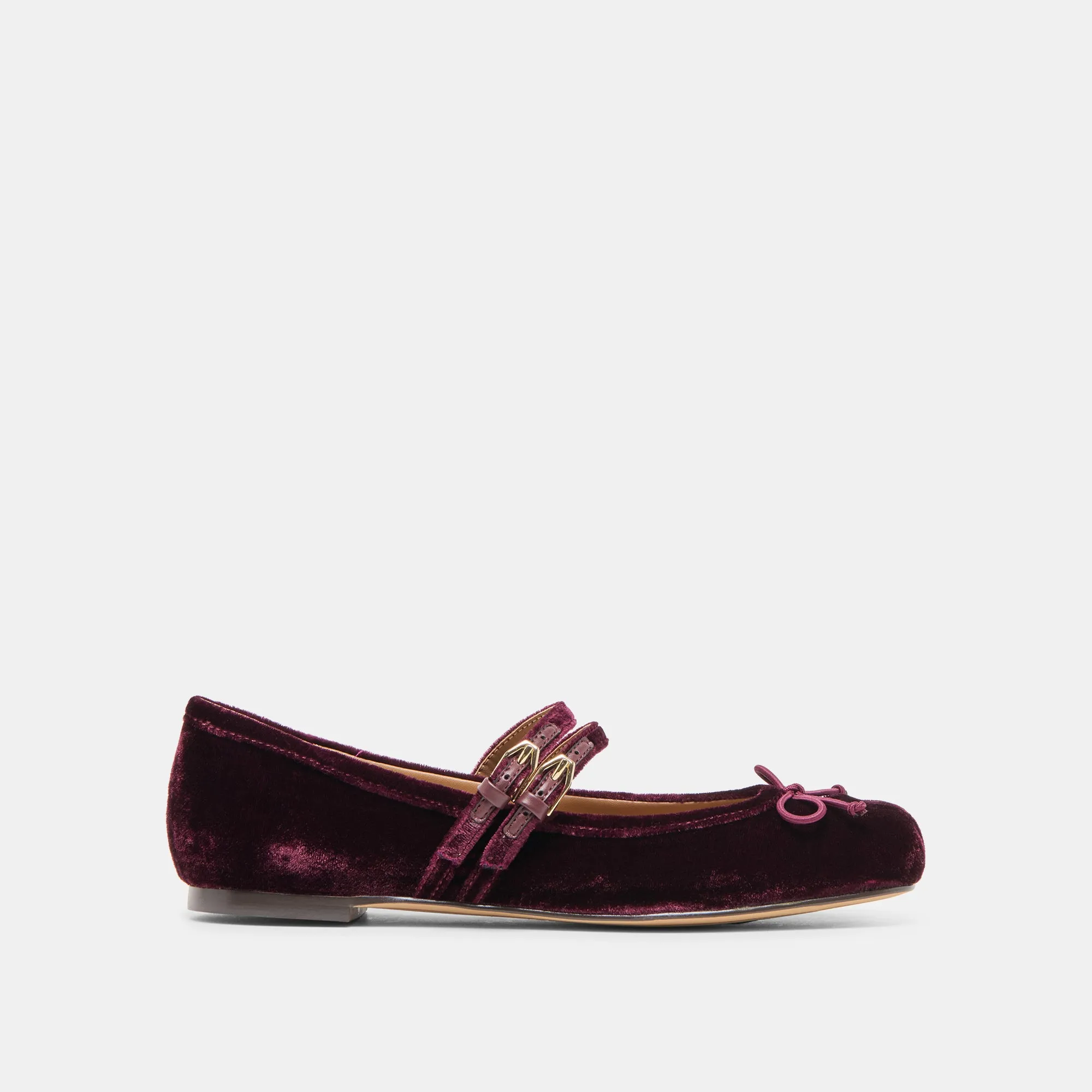 GIBSEN BALLET FLATS BURGUNDY VELVET sold by Dolce Vita