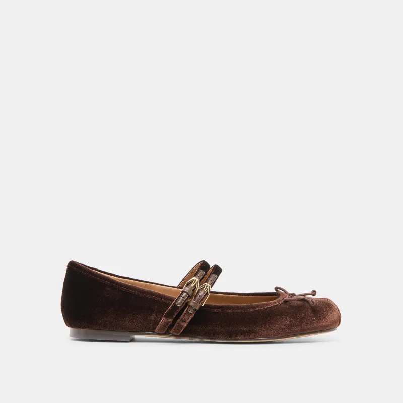 GIBSEN BALLET FLATS CHOCOLATE VELVET sold by Dolce Vita