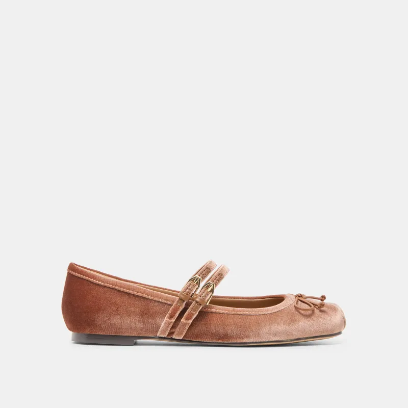 GIBSEN BALLET FLATS DK ROSE VELVET sold by Dolce Vita