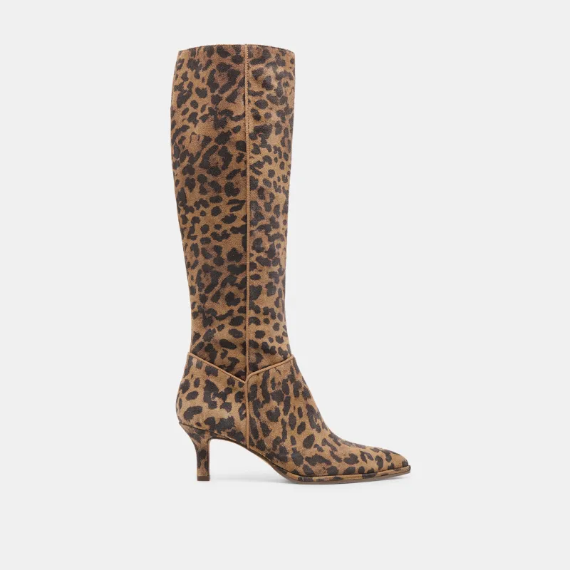 ALDY BOOTS BROWN LEOPARD PRINTED SUEDE sold by Dolce Vita