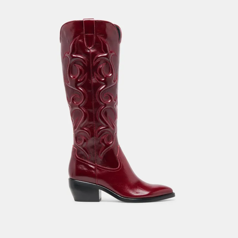 MIRLA WIDE CALF BOOTS OXBLOOD LEATHER sold by Dolce Vita