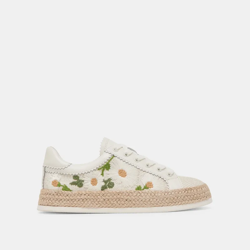 AZALIA SNEAKERS WHITE FLORAL RAFFIA - re:vita sold by Dolce Vita