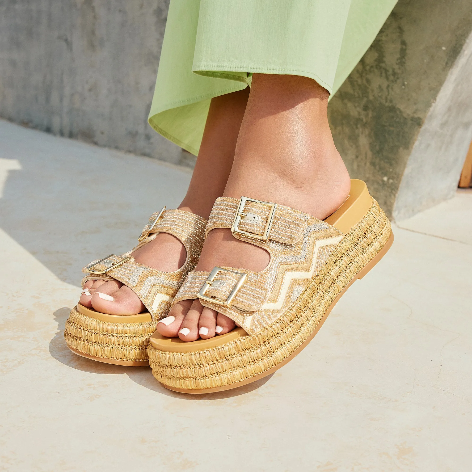 WIXIE SANDALS GOLD MULTI BEADS - re:vita sold by Dolce Vita product image thumbnail 2