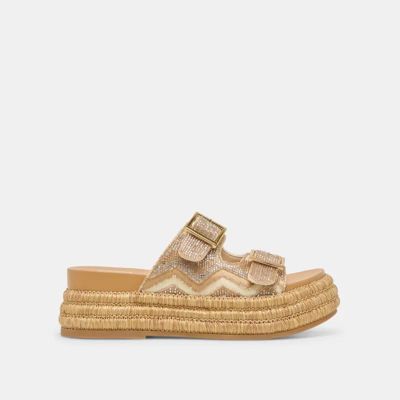 WIXIE SANDALS GOLD MULTI BEADS - re:vita sold by Dolce Vita