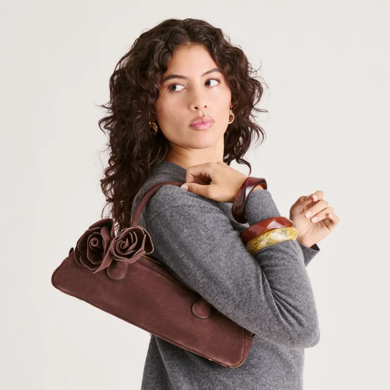 BORACAY SHOULDER BAG CHOCOLATE SUEDE sold by Dolce Vita