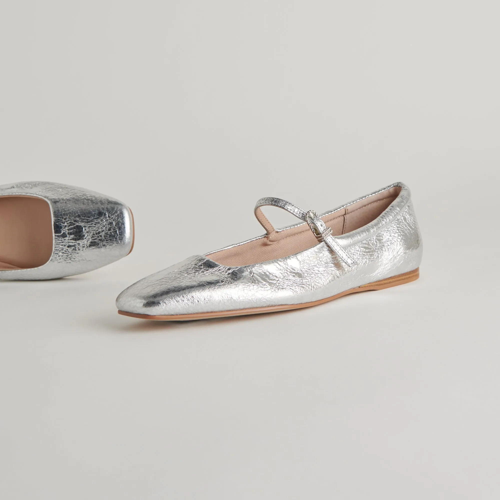 REYES BALLET FLATS SILVER DISTRESSED LEATHER - re:vita sold by Dolce Vita product image thumbnail 5