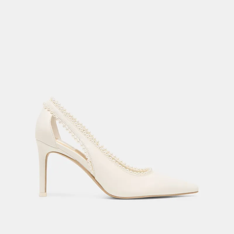 KELSON PEARL HEELS TRUE WHITE LEATHER sold by Dolce Vita