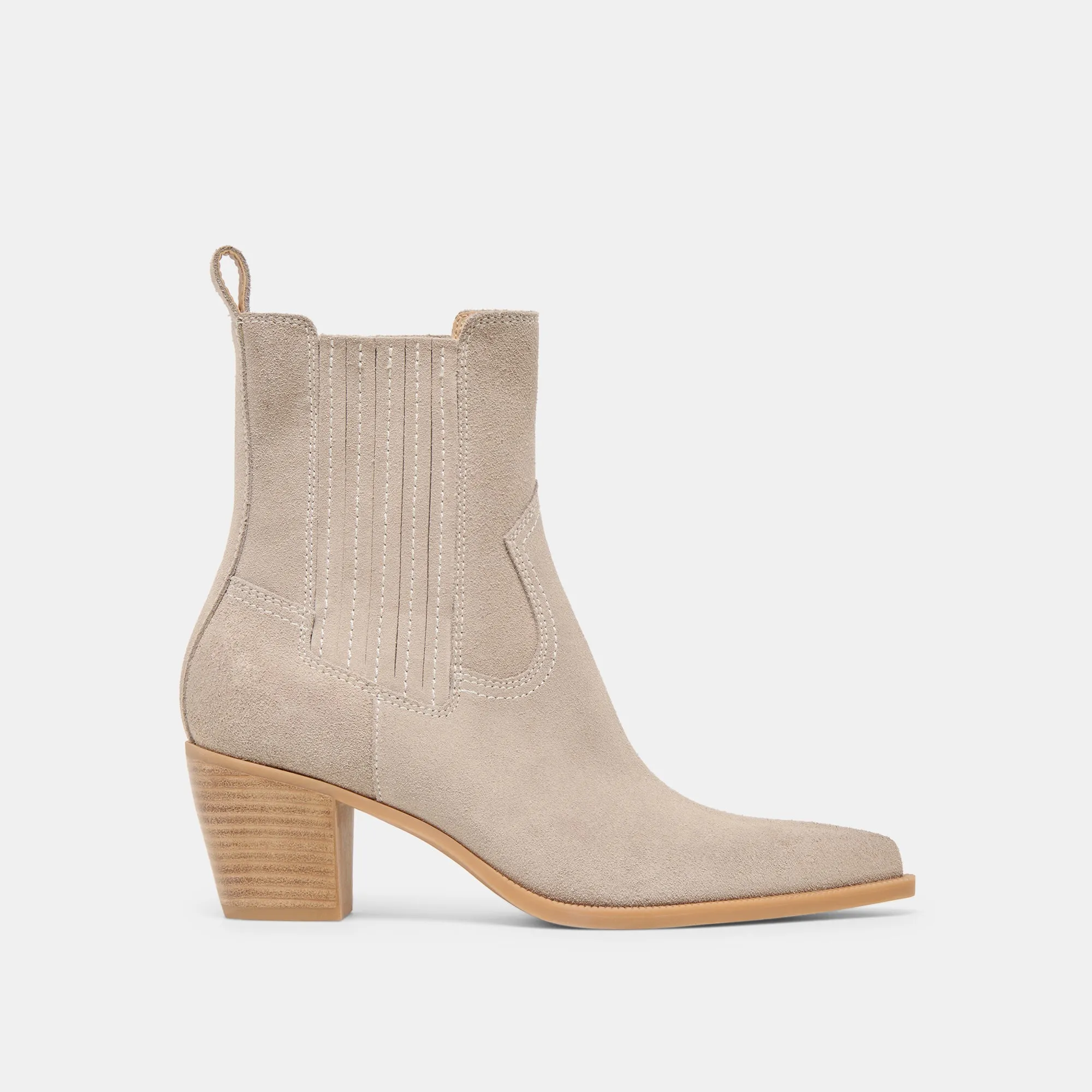 SLIM BOOTIES TAUPE SUEDE sold by Dolce Vita