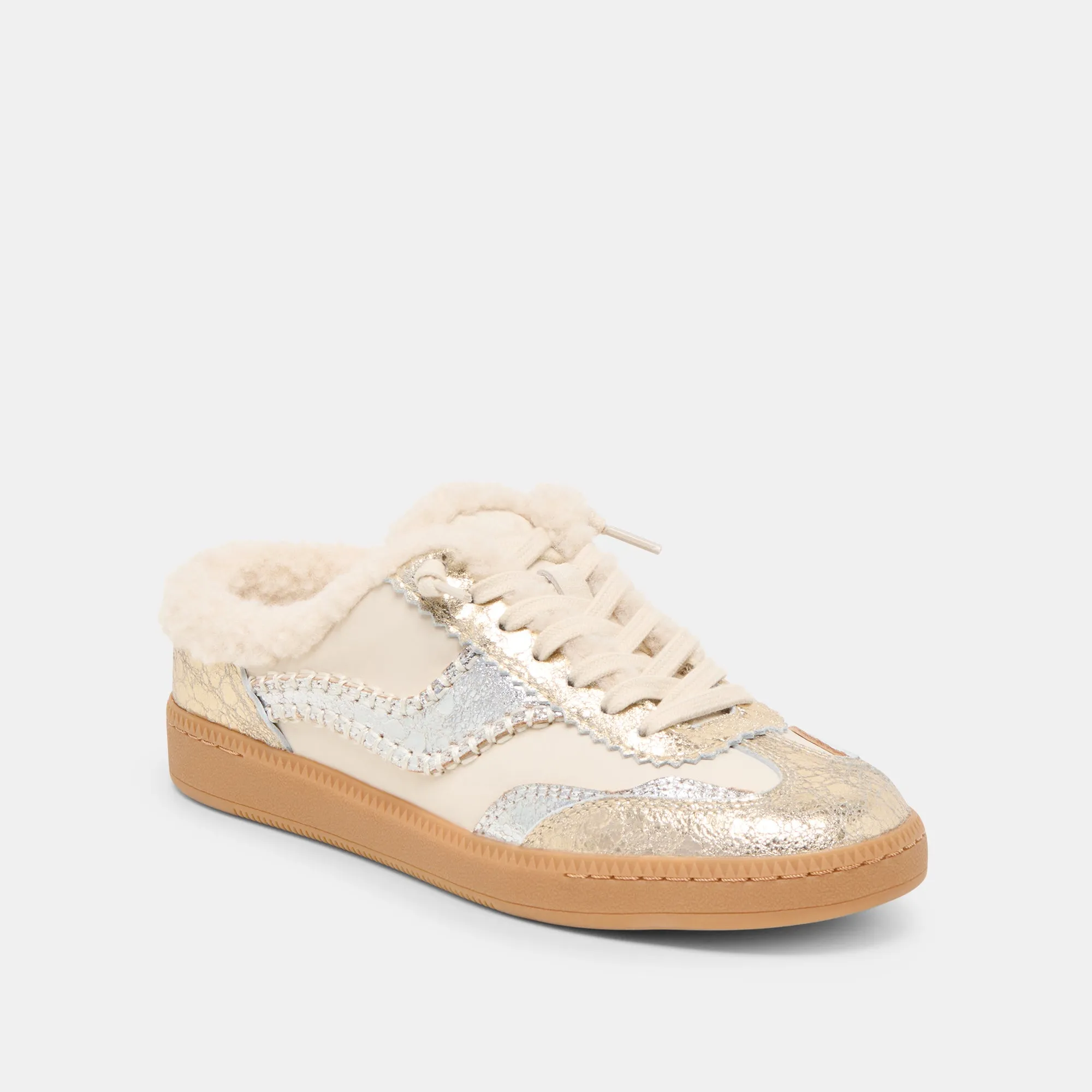 NOTICE SLIDE PLUSH SILVER GOLD CRACKLED LEATHER sold by Dolce Vita product image thumbnail 2