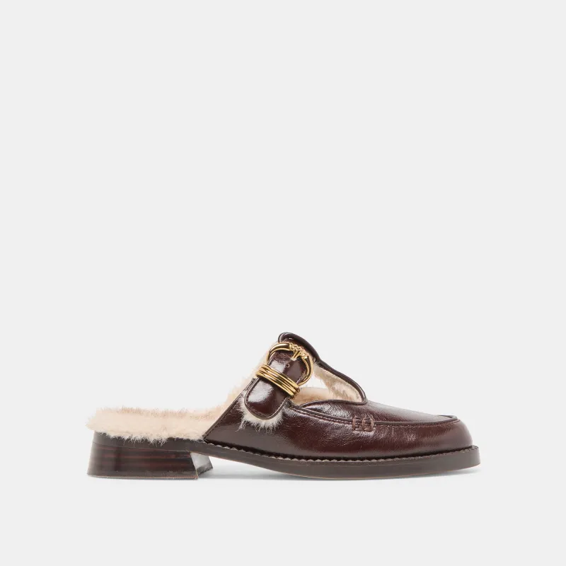 HARLAH PLUSH FLATS CHOCOLATE LEATHER sold by Dolce Vita