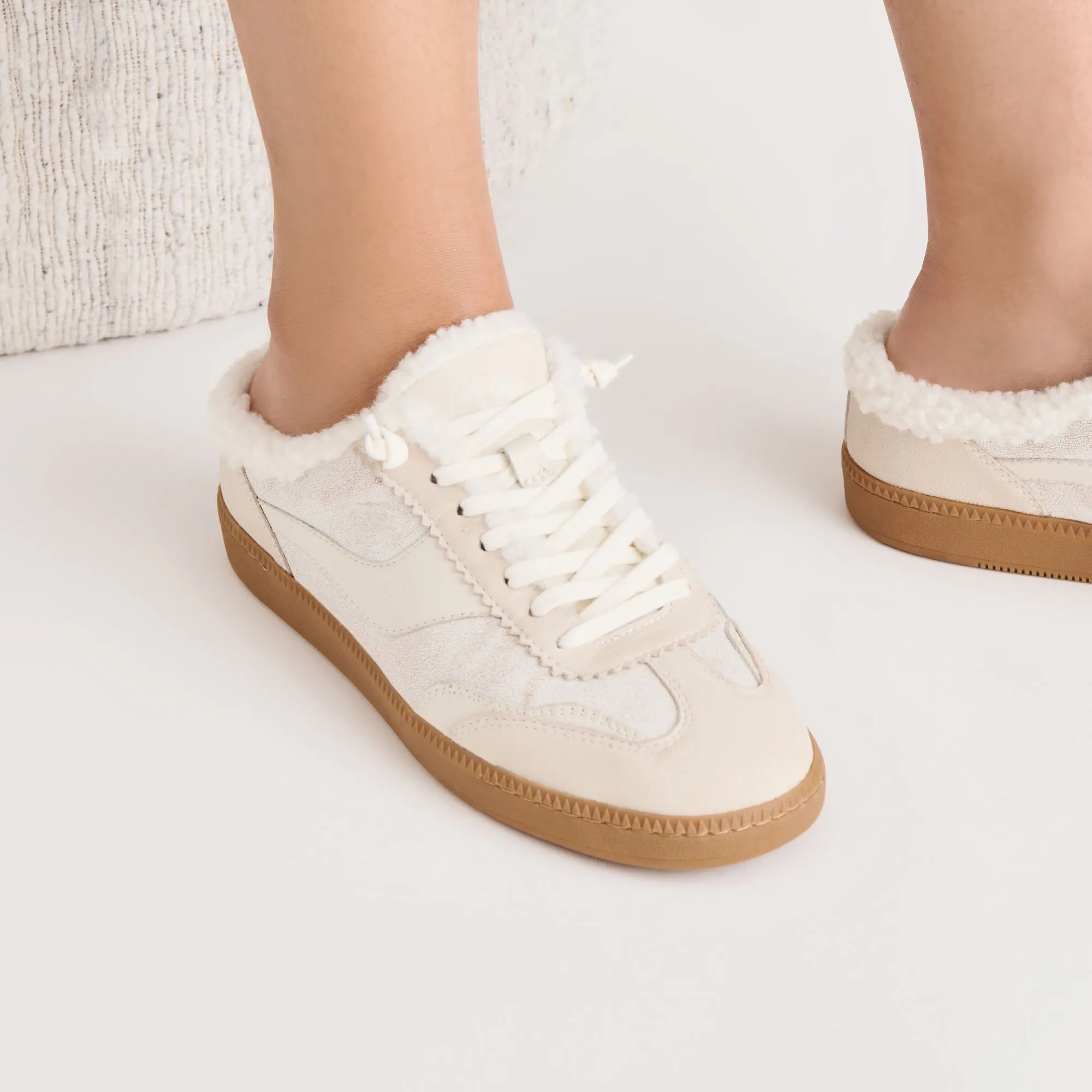 NOTICE SLIDE PLUSH SNEAKERS OFF WHITE CRACKLED LEATHER sold by Dolce Vita product image thumbnail 4