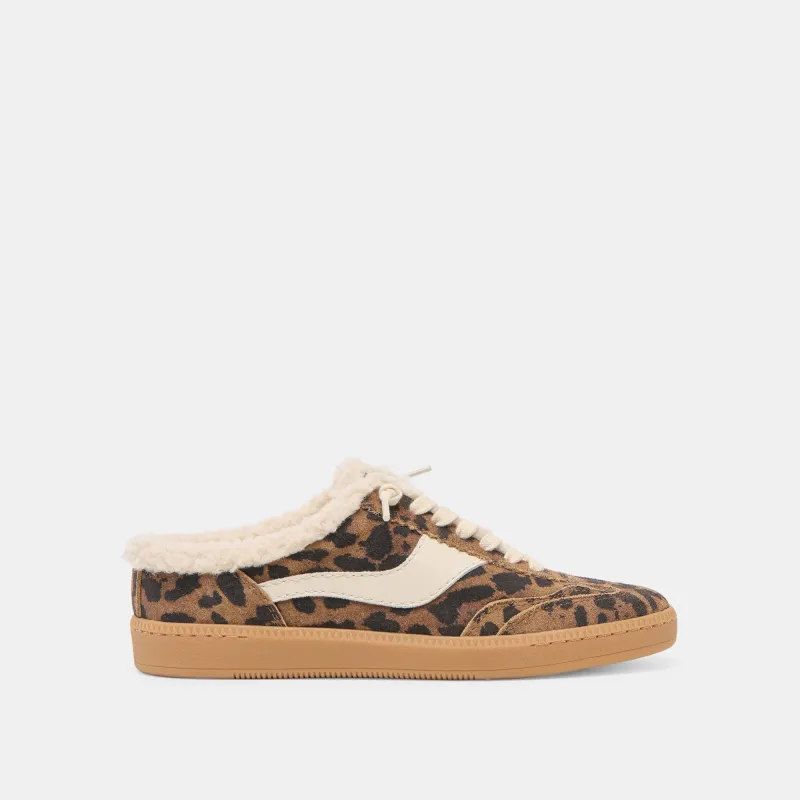 NOTICE SLIDE PLUSH SNEAKERS BROWN LEOPARD PRINTED SUEDE sold by Dolce Vita