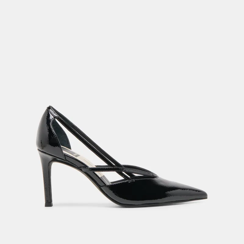 KAINE HEELS MIDNIGHT CRINKLE PATENT LEATHER sold by Dolce Vita