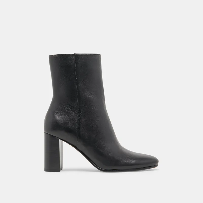 SUZY WIDE BOOTIES BLACK LEATHER sold by Dolce Vita