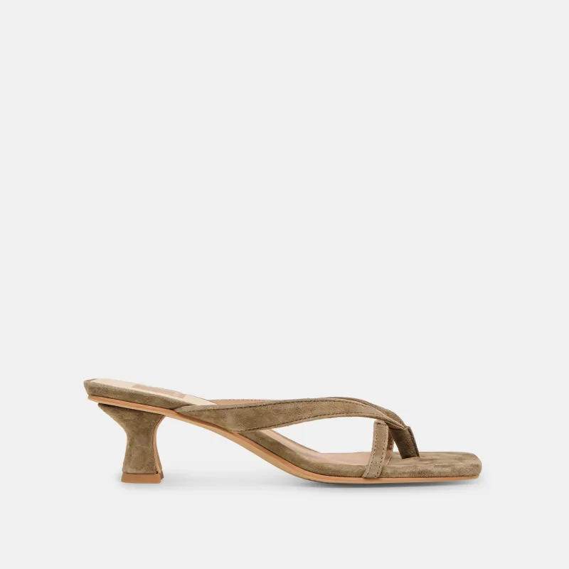 BREVEL HEELS OLIVE SUEDE sold by Dolce Vita