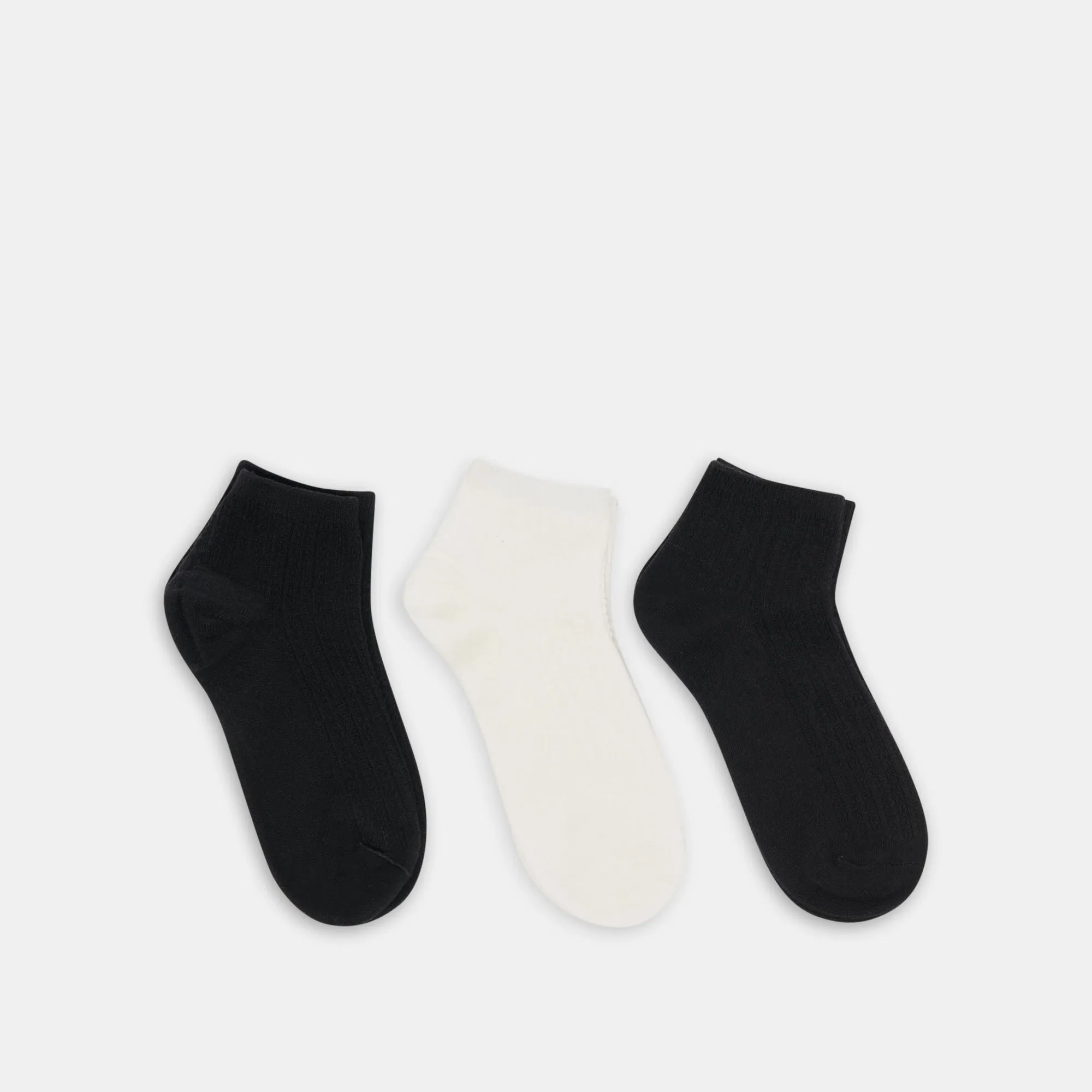 3 PACK CABLE ANKLET SOCKS BLACK WHITE sold by Dolce Vita product image thumbnail 3