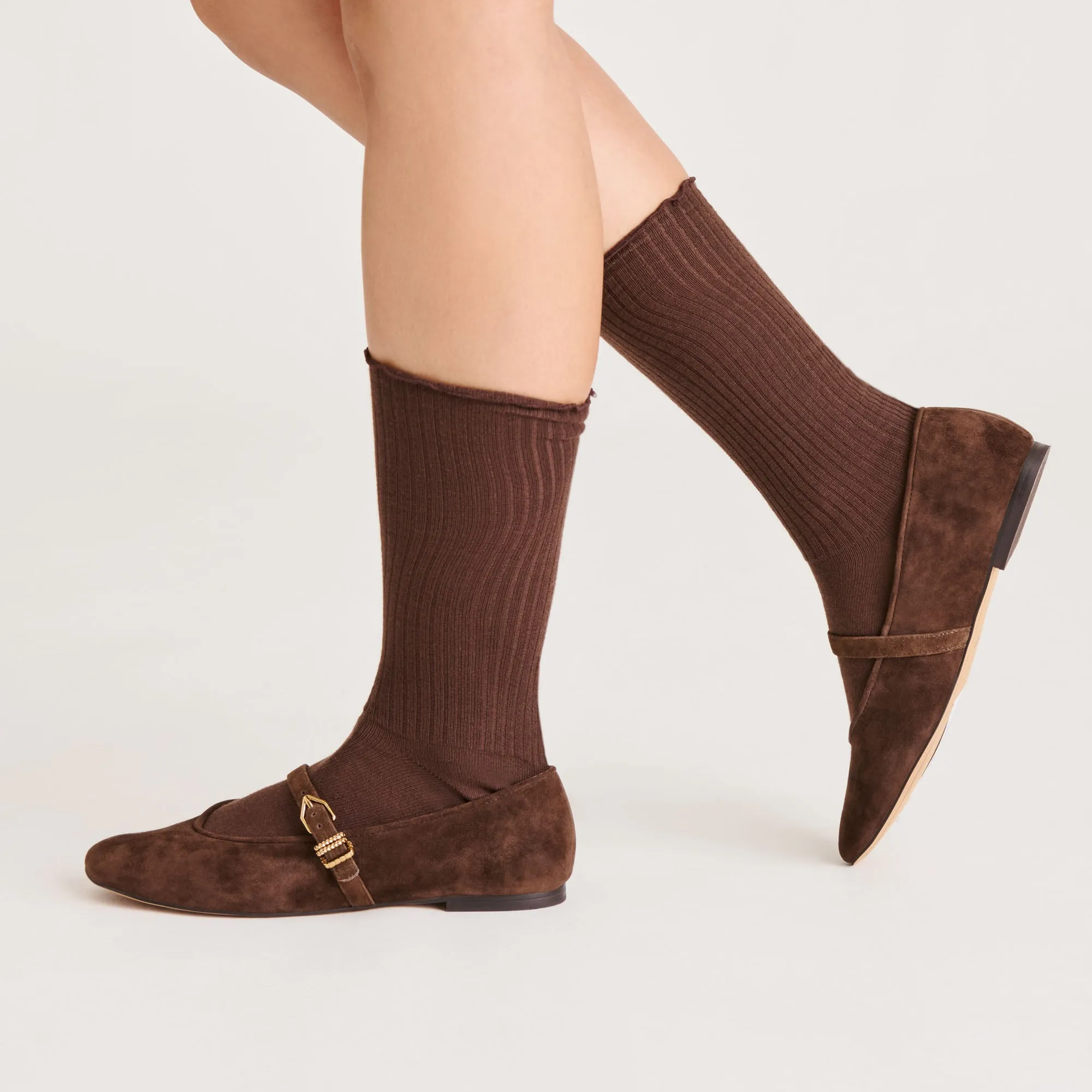 2 PACK LETTUCE EDGE BOW SOCKS TAN BROWN sold by Dolce Vita product image thumbnail 2