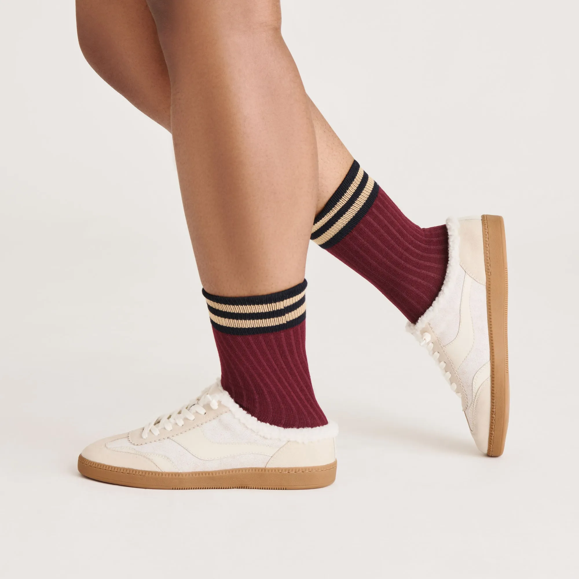 MULTI STRIPE CREW SOCKS BURGUNDY sold by Dolce Vita product image thumbnail 2