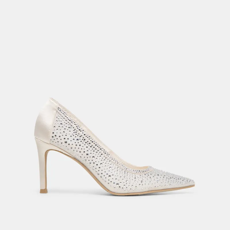 KASHE CRYSTAL HEELS WHITE MESH sold by Dolce Vita