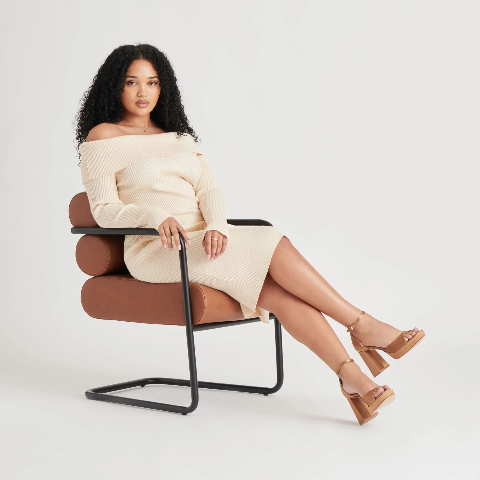 PANDRO HEELS MID BROWN SATIN - re:vita sold by Dolce Vita product image thumbnail 2