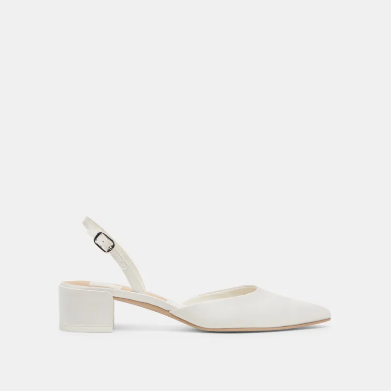 CAREL HEELS TRUE WHITE SATIN - re:vita sold by Dolce Vita