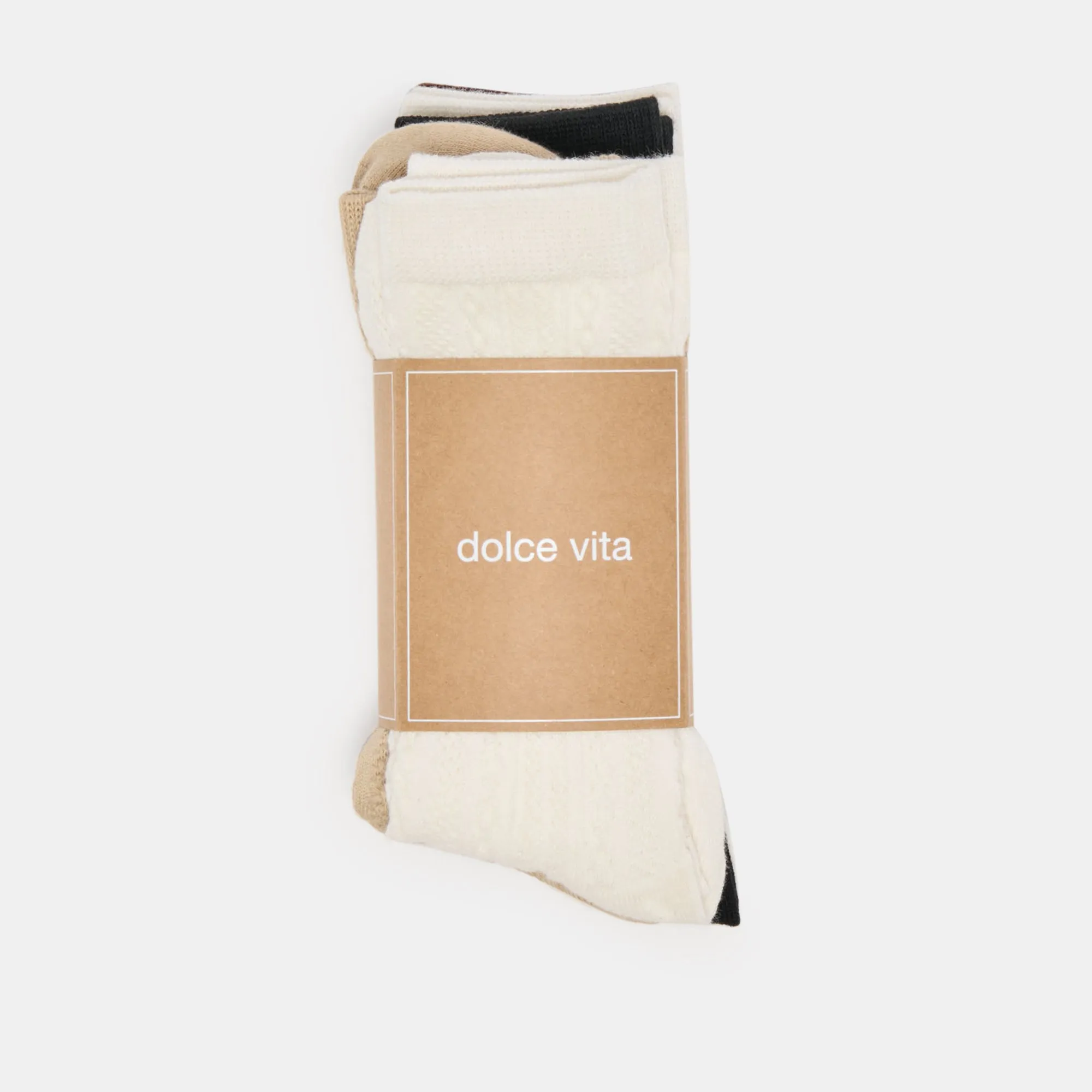 5 PACK TEXTURED CREW SOCKS TAN MULTI sold by Dolce Vita product image thumbnail 2
