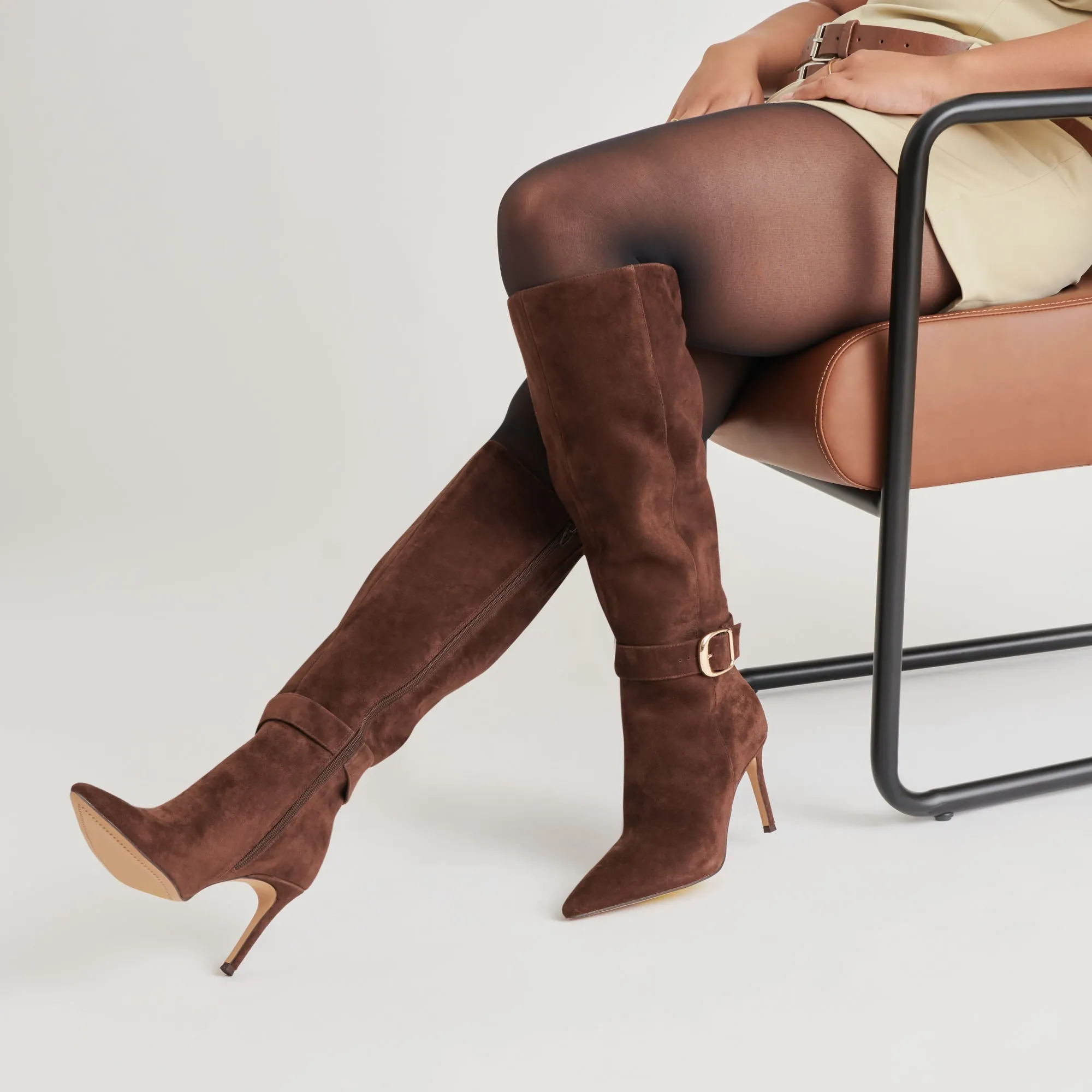 KINZY WIDE CALF BOOTS DK BROWN SUEDE - re:vita sold by Dolce Vita product image thumbnail 3