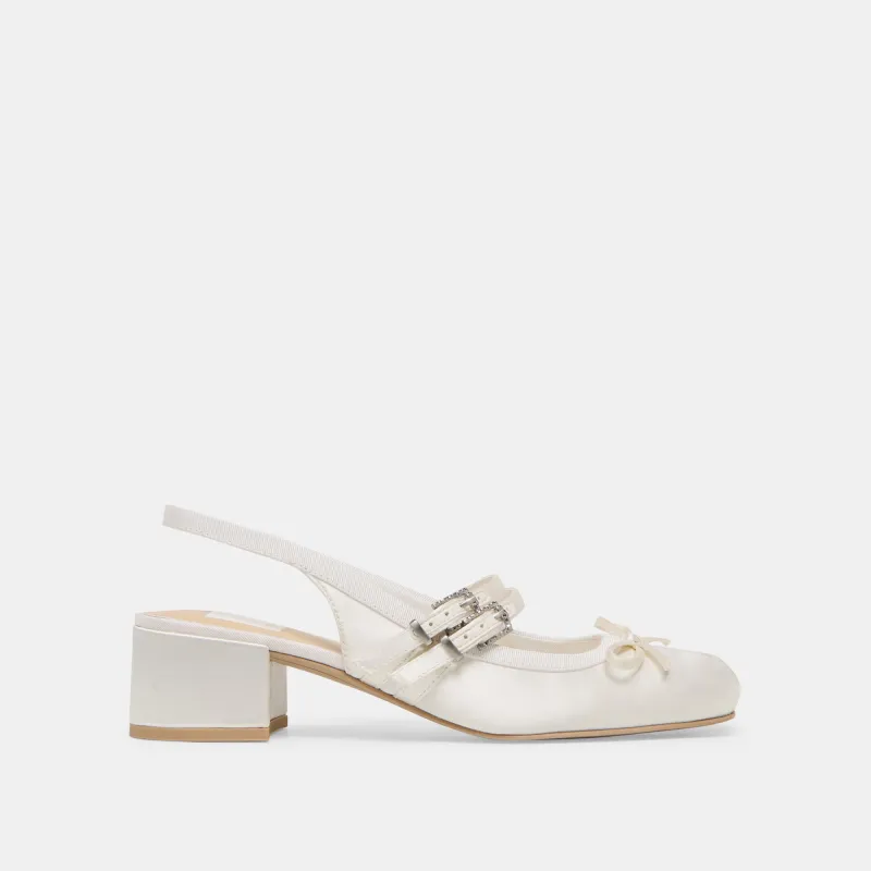 LORIS HEELS TRUE WHITE SATIN sold by Dolce Vita