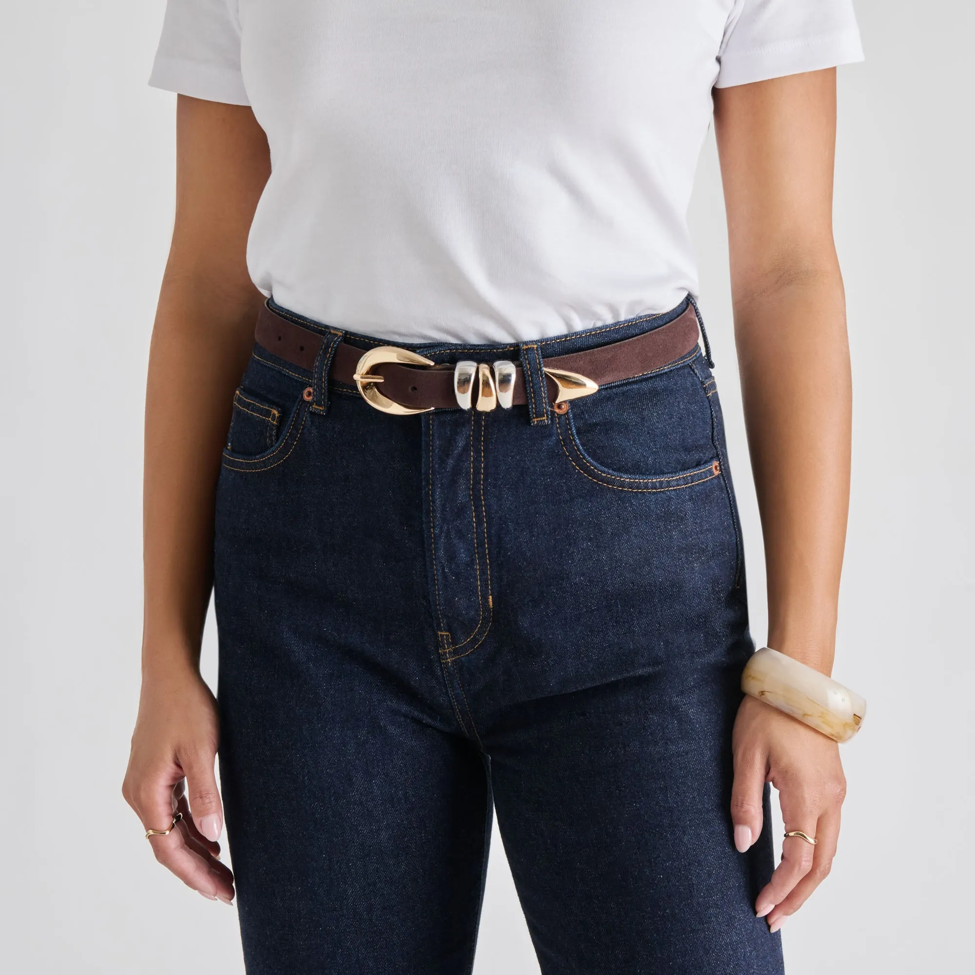 MIXED METAL BUCKLE BELT MAHOGANY sold by Dolce Vita product image thumbnail 4