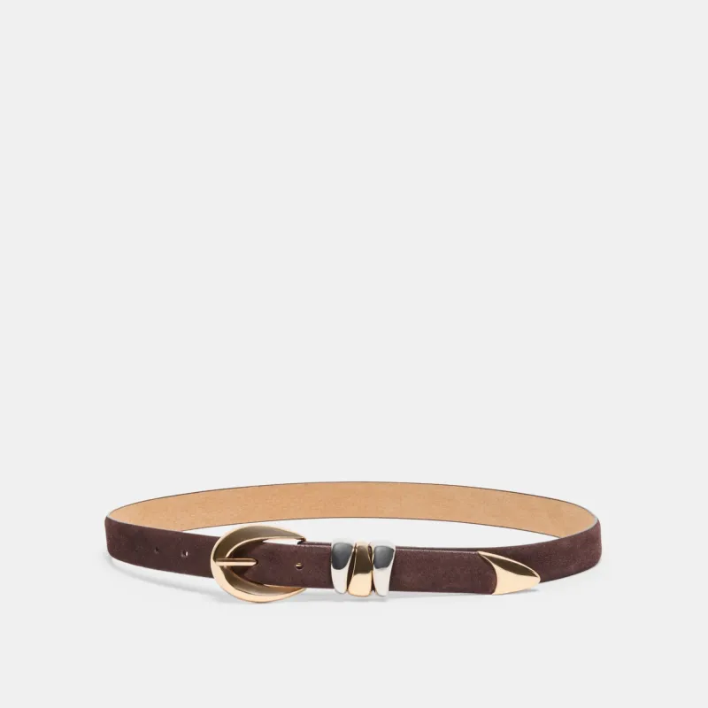MIXED METAL BUCKLE BELT MAHOGANY sold by Dolce Vita