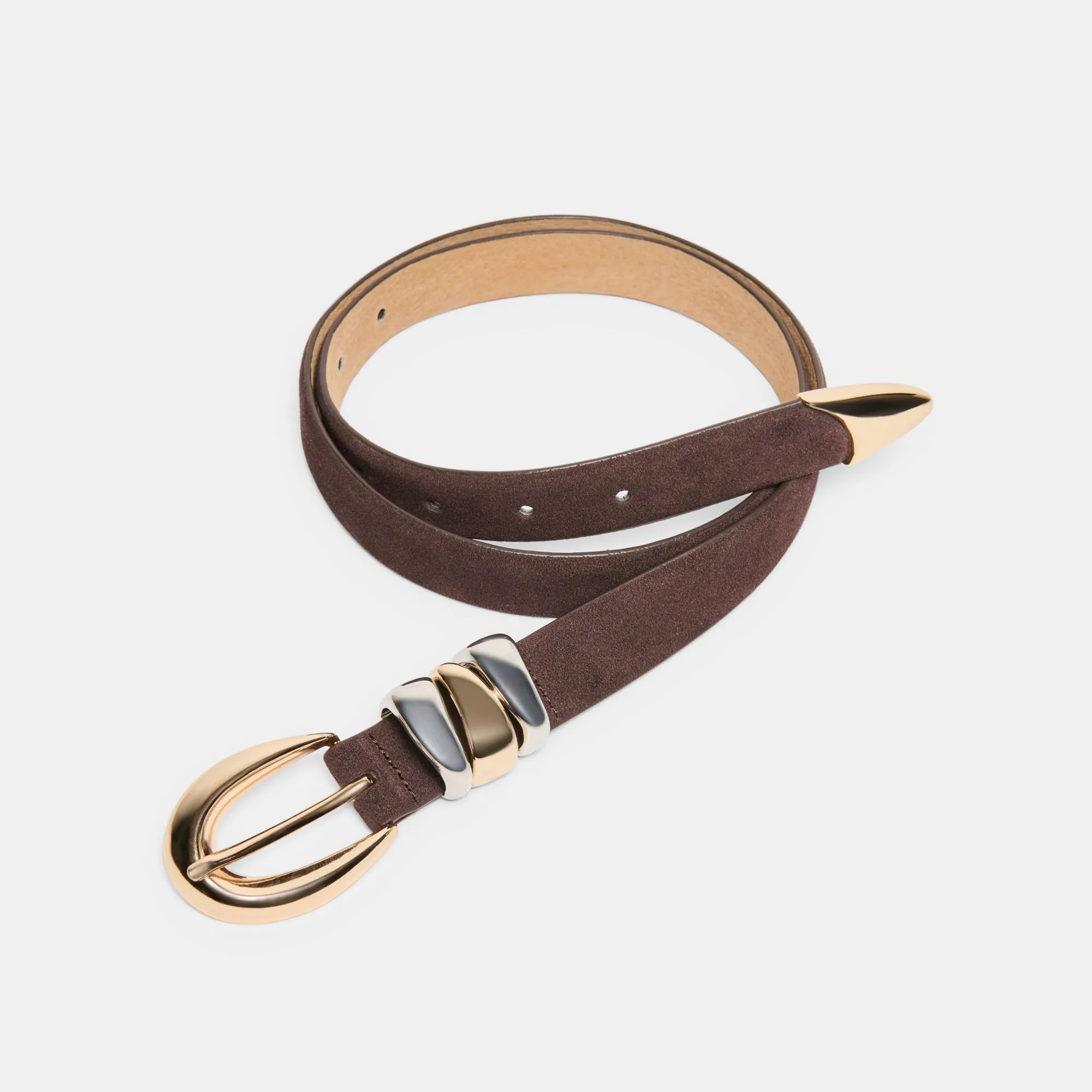 MIXED METAL BUCKLE BELT MAHOGANY sold by Dolce Vita product image thumbnail 5