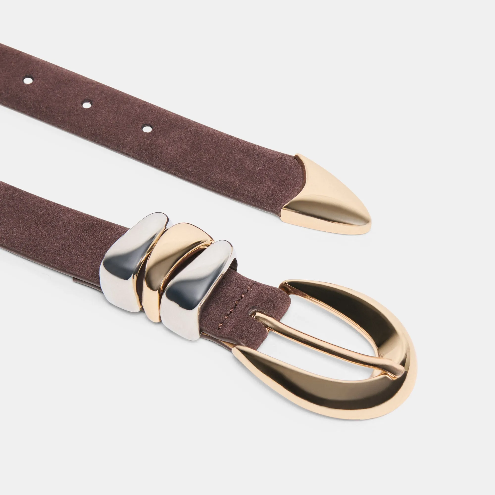 MIXED METAL BUCKLE BELT MAHOGANY sold by Dolce Vita product image thumbnail 3