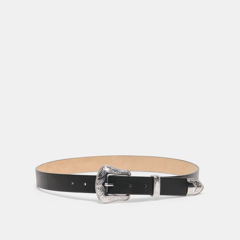 VINTAGE WESTERN BUCKLE BELT BLACK SILVER sold by Dolce Vita