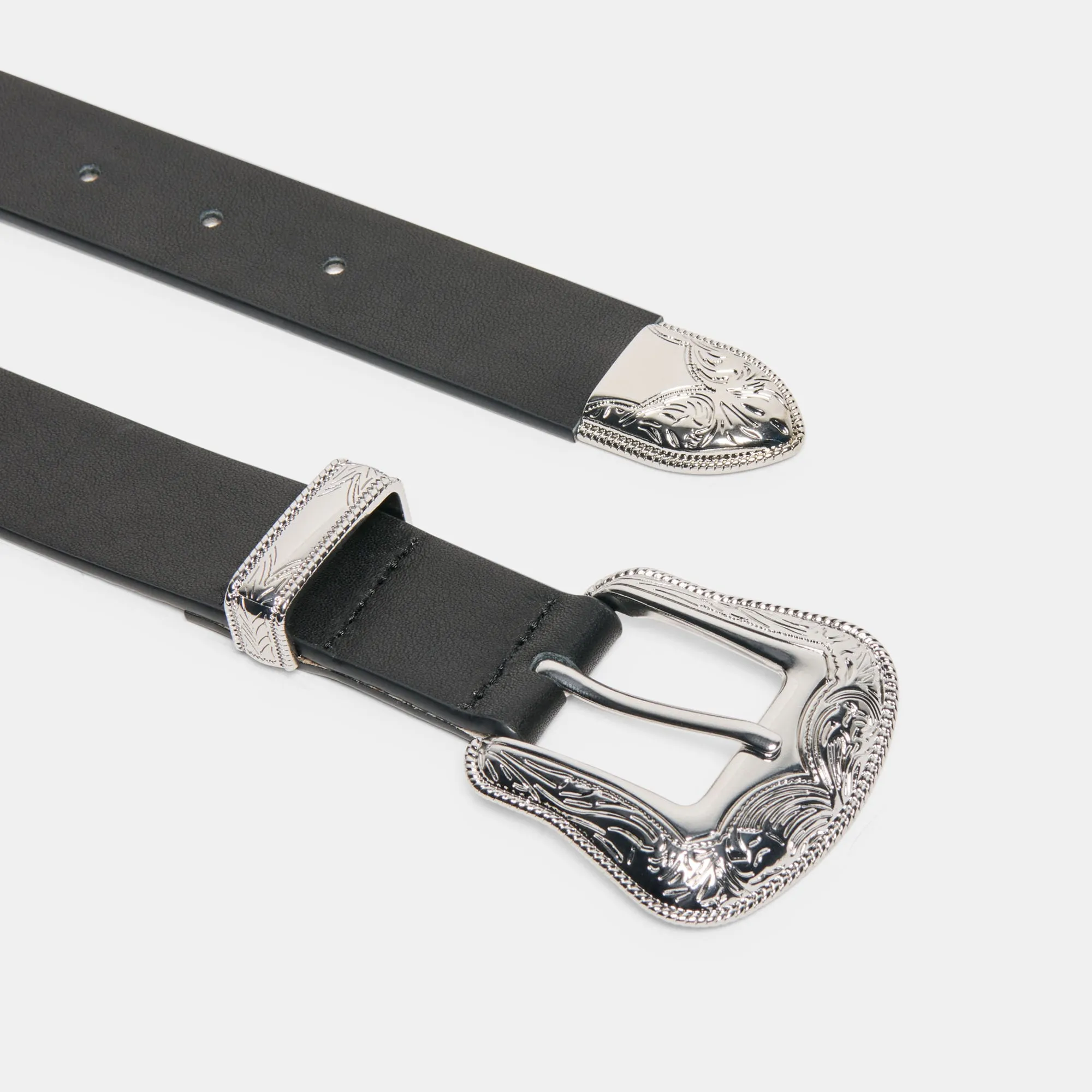 VINTAGE WESTERN BUCKLE BELT BLACK SILVER sold by Dolce Vita product image thumbnail 3