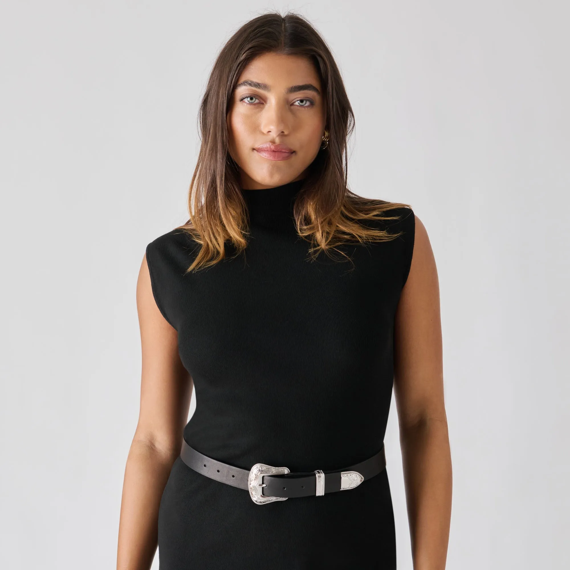 VINTAGE WESTERN BUCKLE BELT BLACK SILVER sold by Dolce Vita product image thumbnail 4