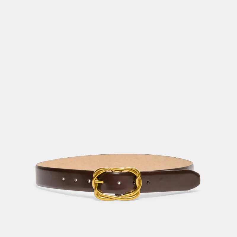 BRAIDED BUCKLE BELT MAHOGANY GOLD sold by Dolce Vita