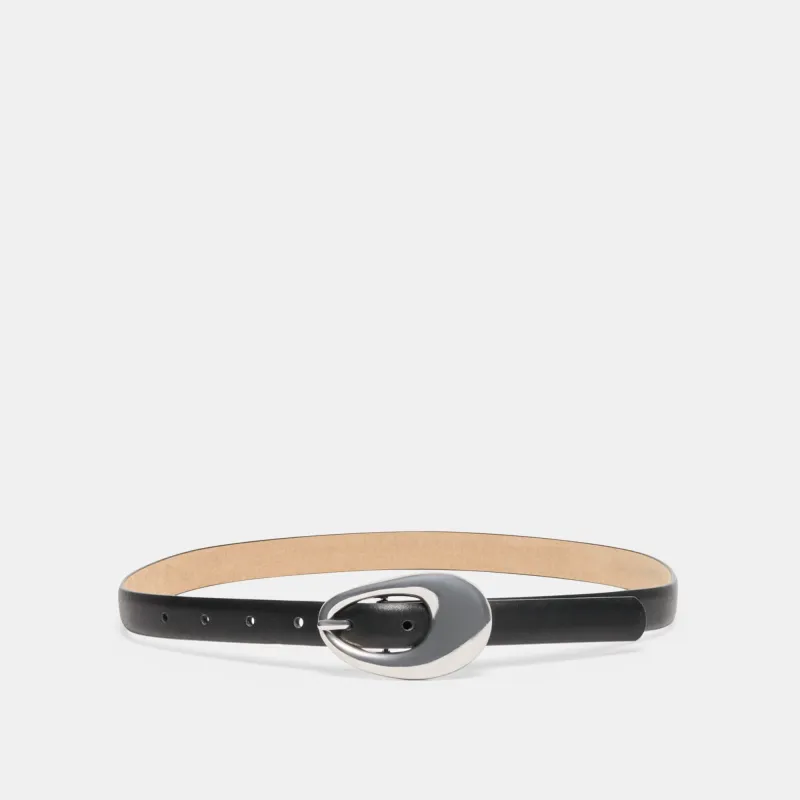ORGANIC OVAL BUCKLE BELT BLACK SILVER sold by Dolce Vita
