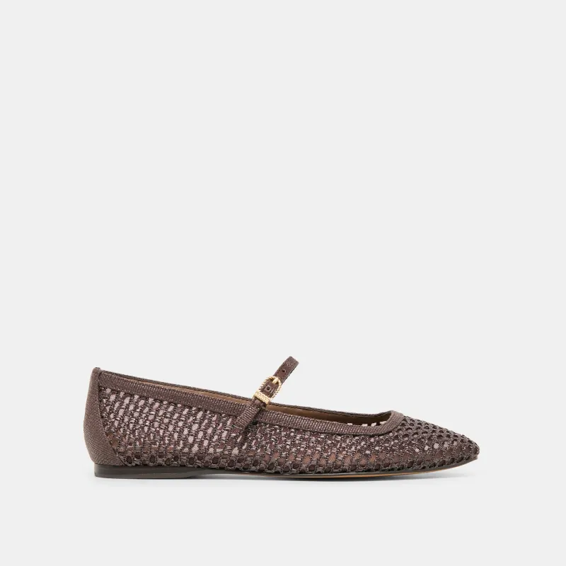 REYES BALLET FLATS CHOCOLATE WOVEN RAFFIA sold by Dolce Vita